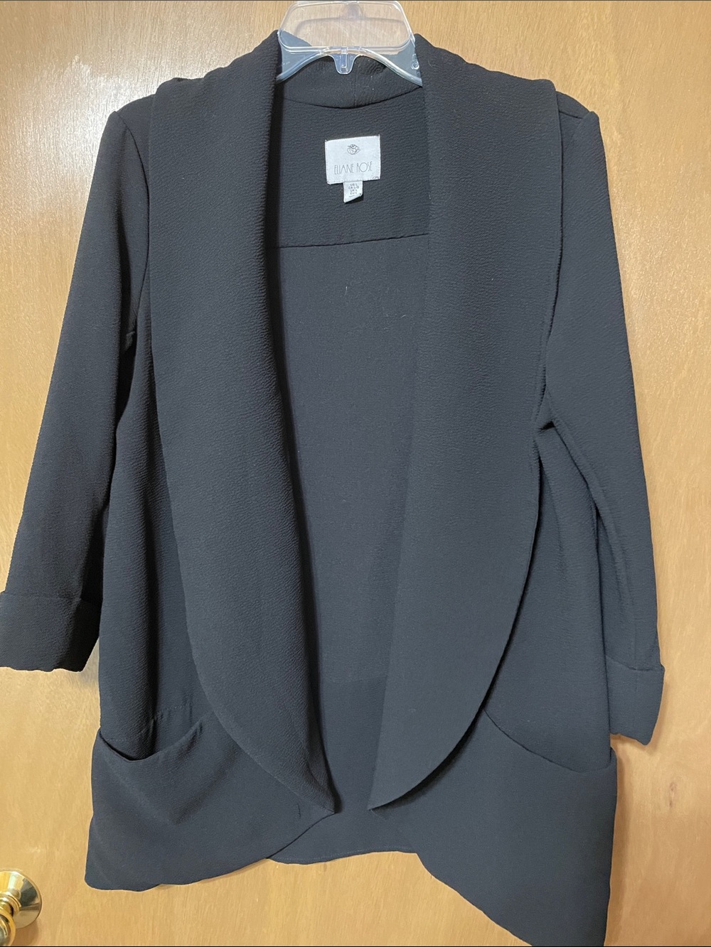 Tahari Asymmetrical Black Open-Front Blazer